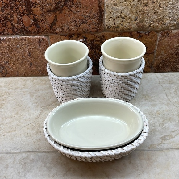 LaMont Bath Rattan Cayman Accessories Soap Dish Tissue Cover Tumbler Wicker - Picture 3 of 12